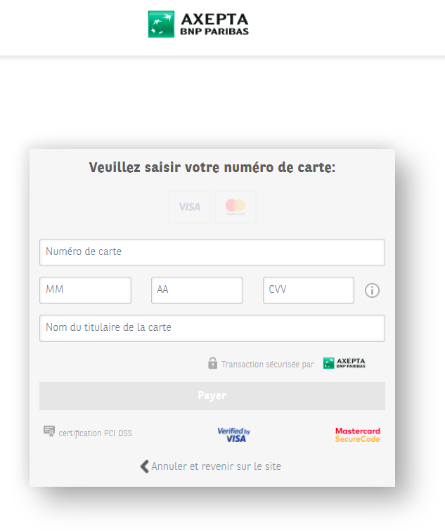 Paiement en ligne avec BNP Paribas